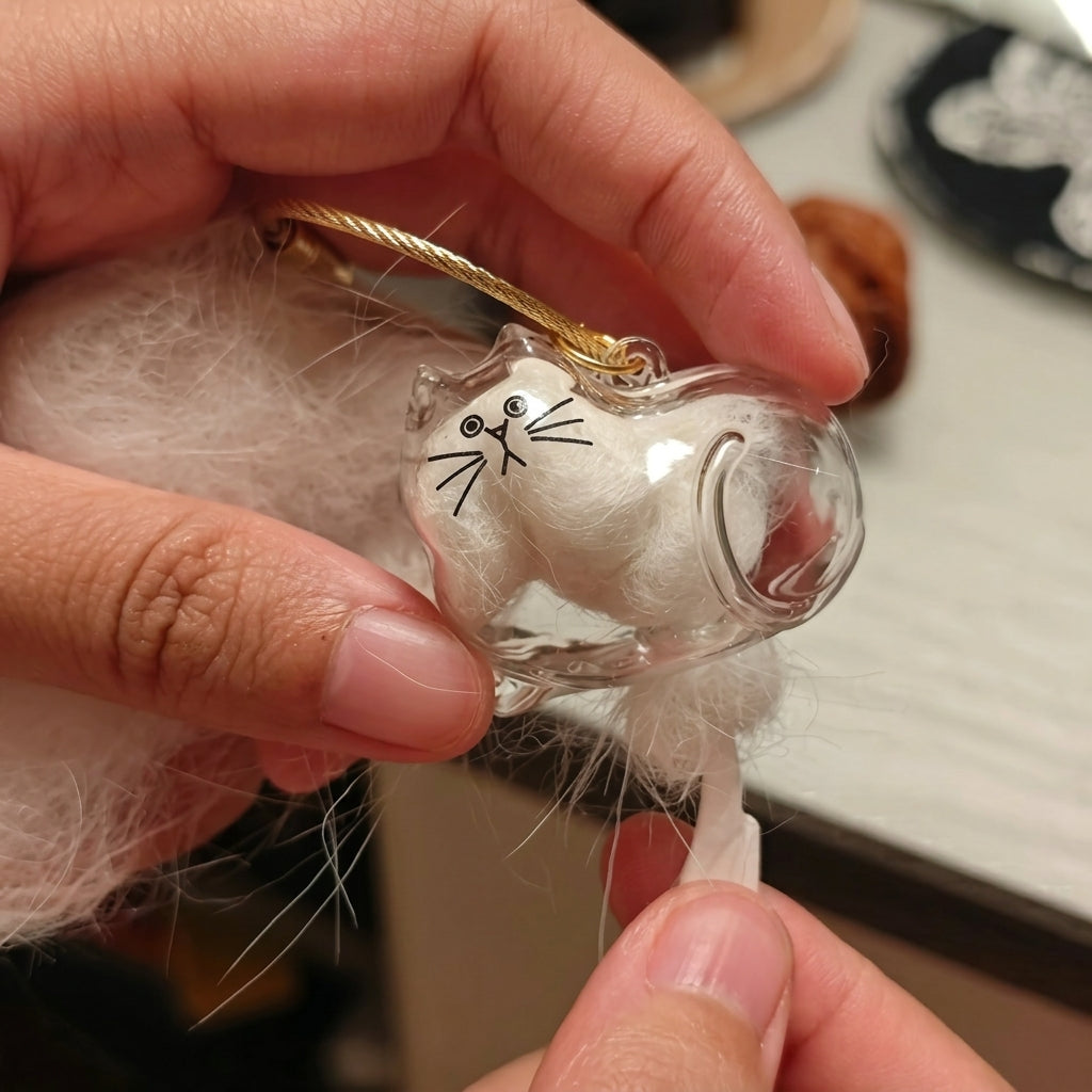 Kedi Tüyü Doldurulabilen Hatıra Anahtarlığı