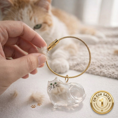 Kedi Tüyü Doldurulabilen Hatıra Anahtarlığı